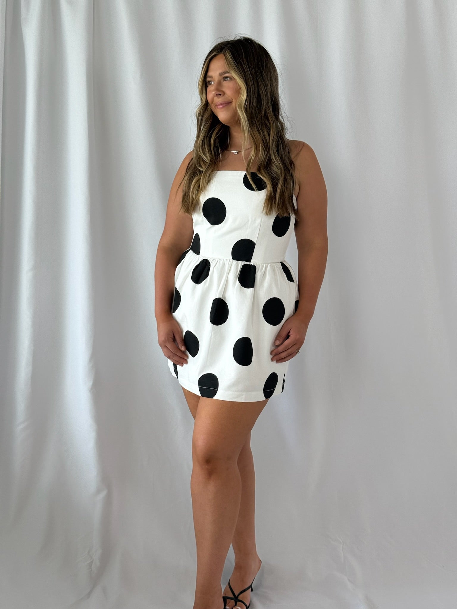 Caroline Tube Micro Mini Dress- Off White/Black