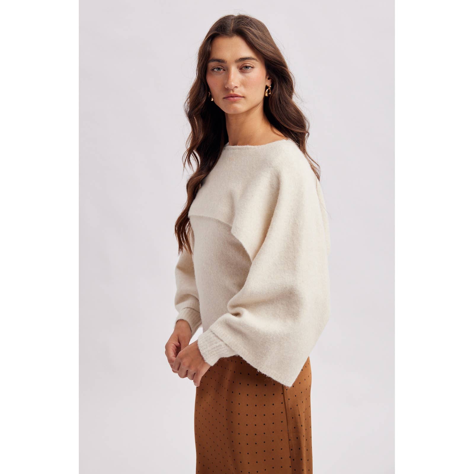 Maddie Layered Cape Sweater- Ivory