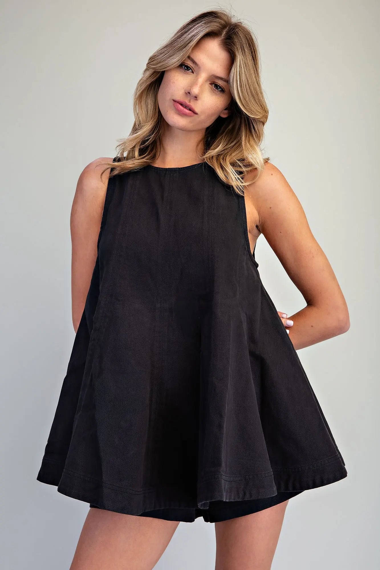 Zoe Flared A-Line Short Set- Ash Black