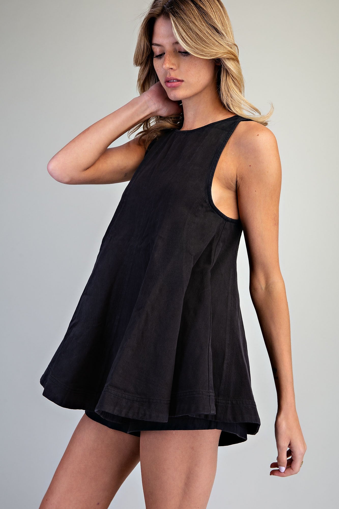 Zoe Flared A-Line Short Set- Ash Black
