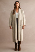 Fleur Longline Sweater Coat- Light Mocha