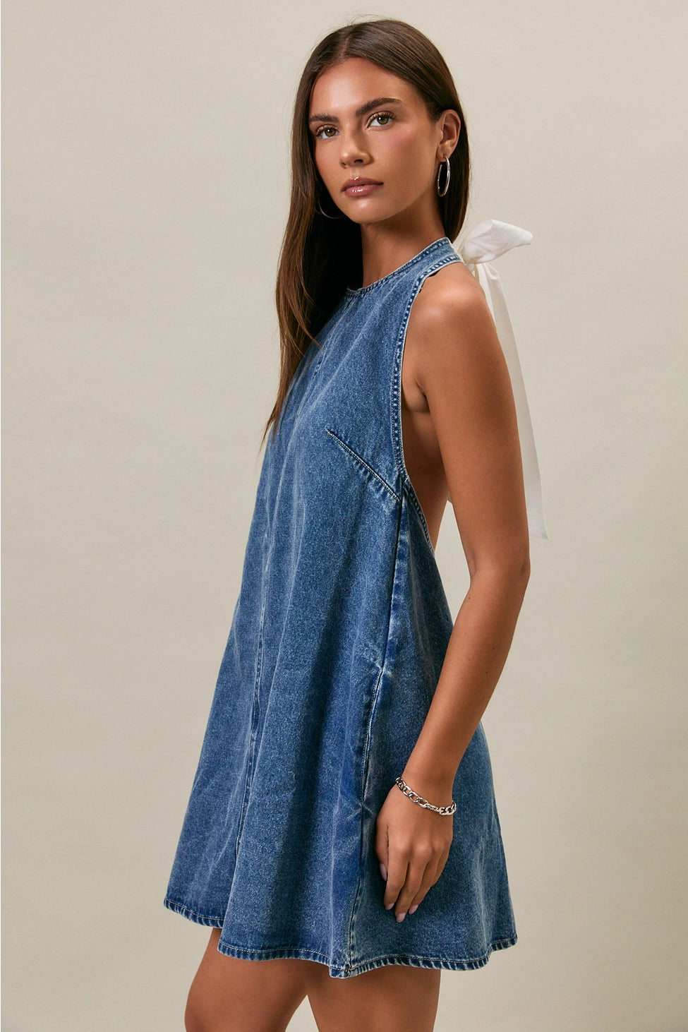 Lainey Halter Neck Sleeveless Denim Dress