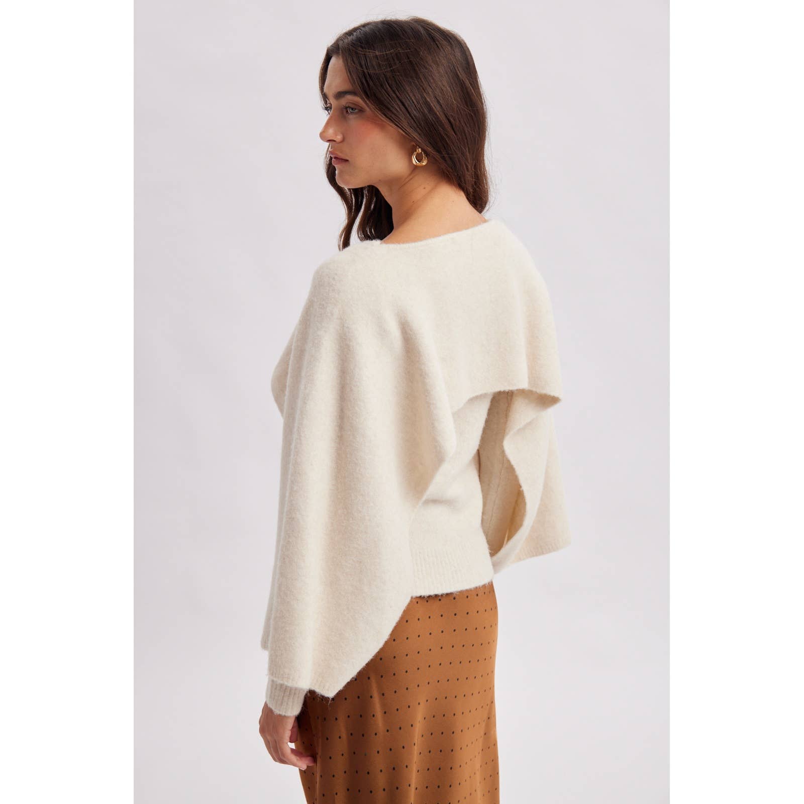 Maddie Layered Cape Sweater- Ivory