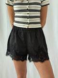 Molly Elastic Waist Mid Rise Lace Trim Shorts