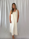 Serenity Satin Babydoll Midi Dress- Cream
