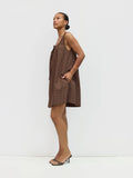 Gabby Plaid Babydoll Mini Dress- Brown/Navy/Red