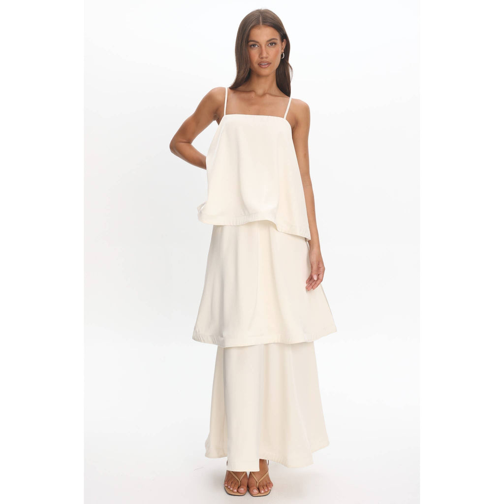 Lauren Layered Maxi Dress- Ivory