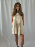 Giselle Pleated Front w/ Button Closure Romper- Oatmeal