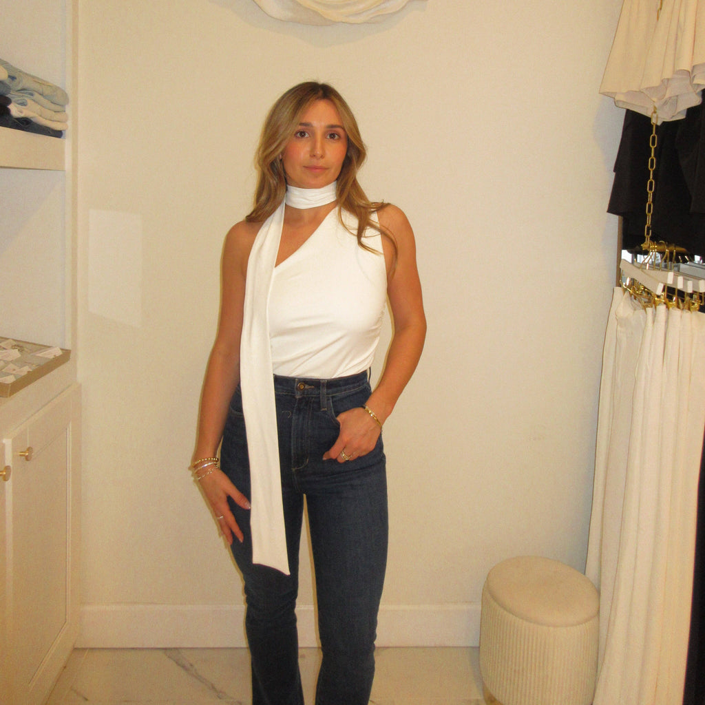 Pia Scarf Top- White