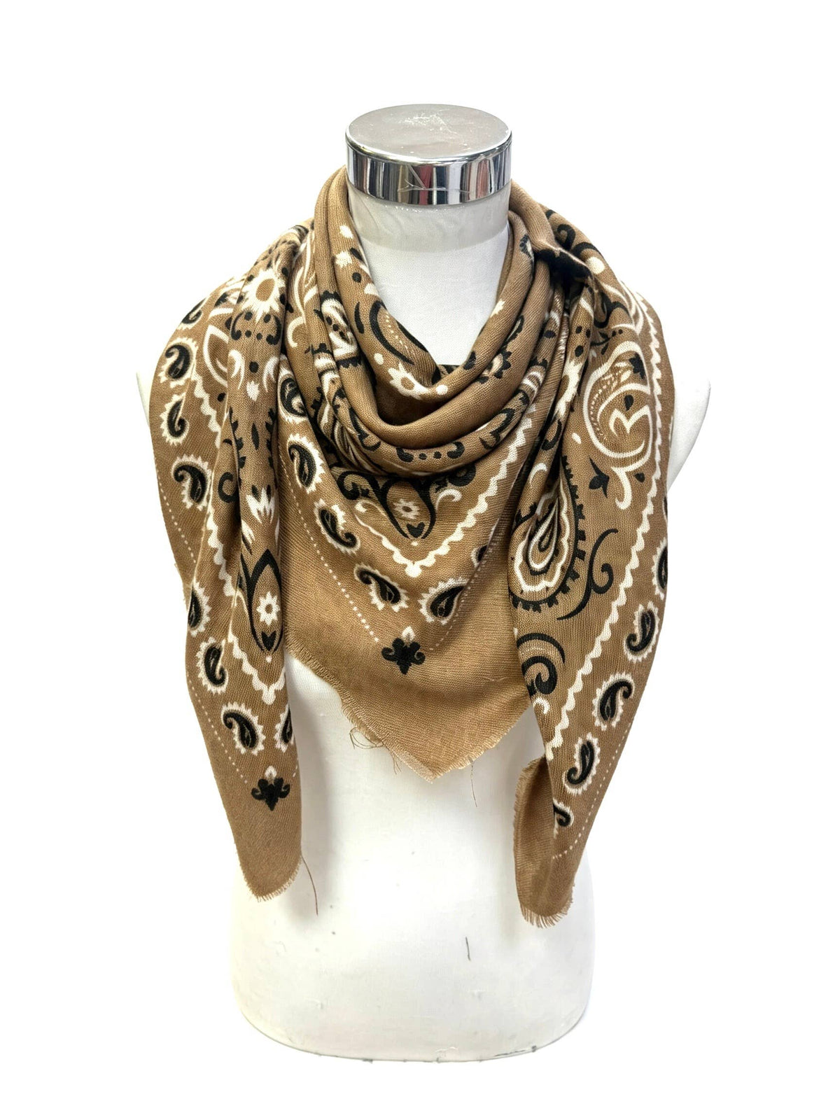 Large Woolen Square Bandana- Caramel