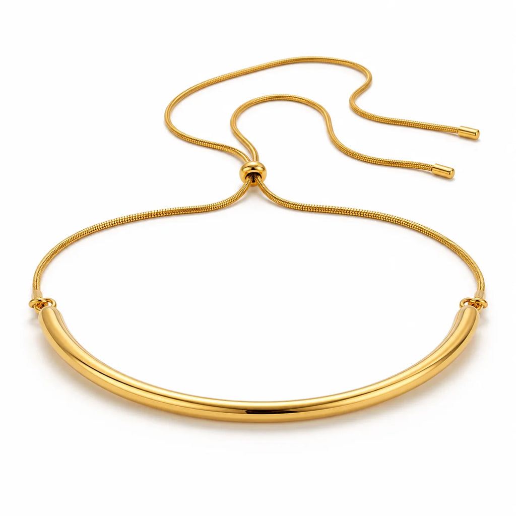 Shira Curved Bar Collar Necklace- Gold