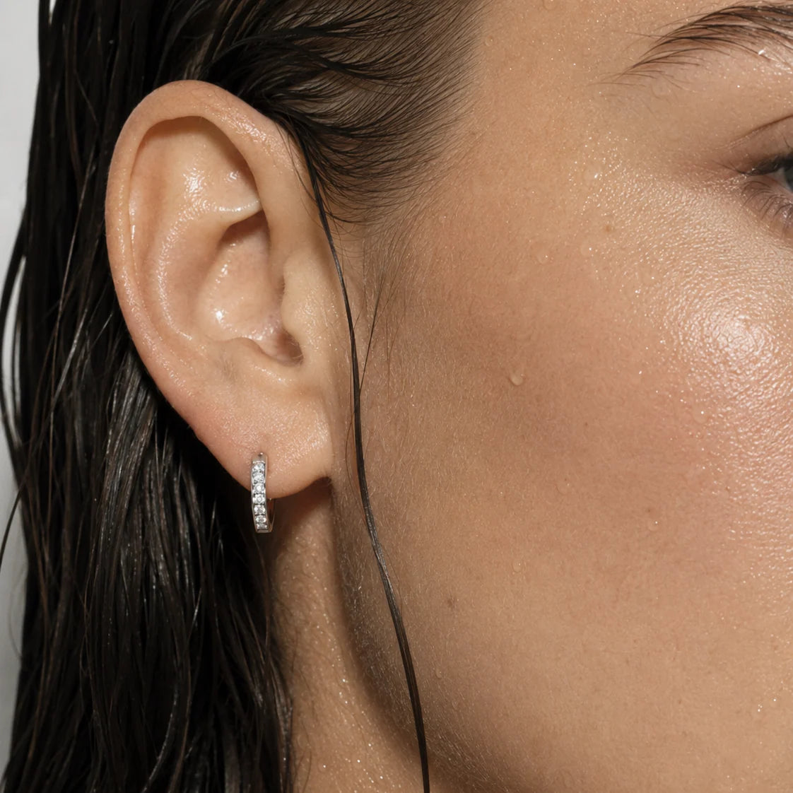 Tinsley Huggie Hoop Earring- Silver
