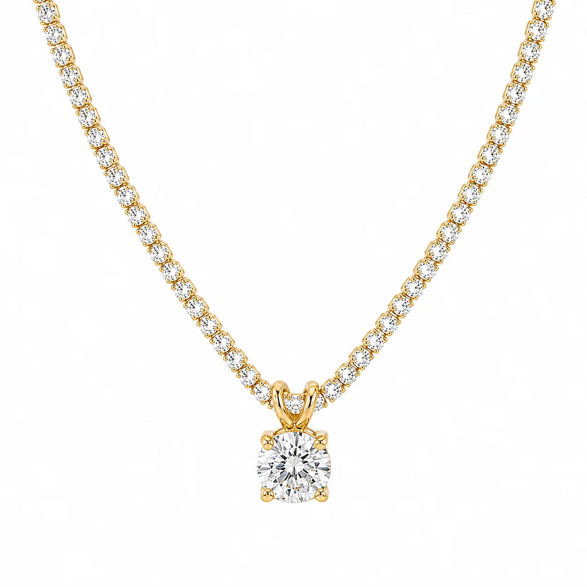 Phoebe Tennis Pendant Necklace- Gold
