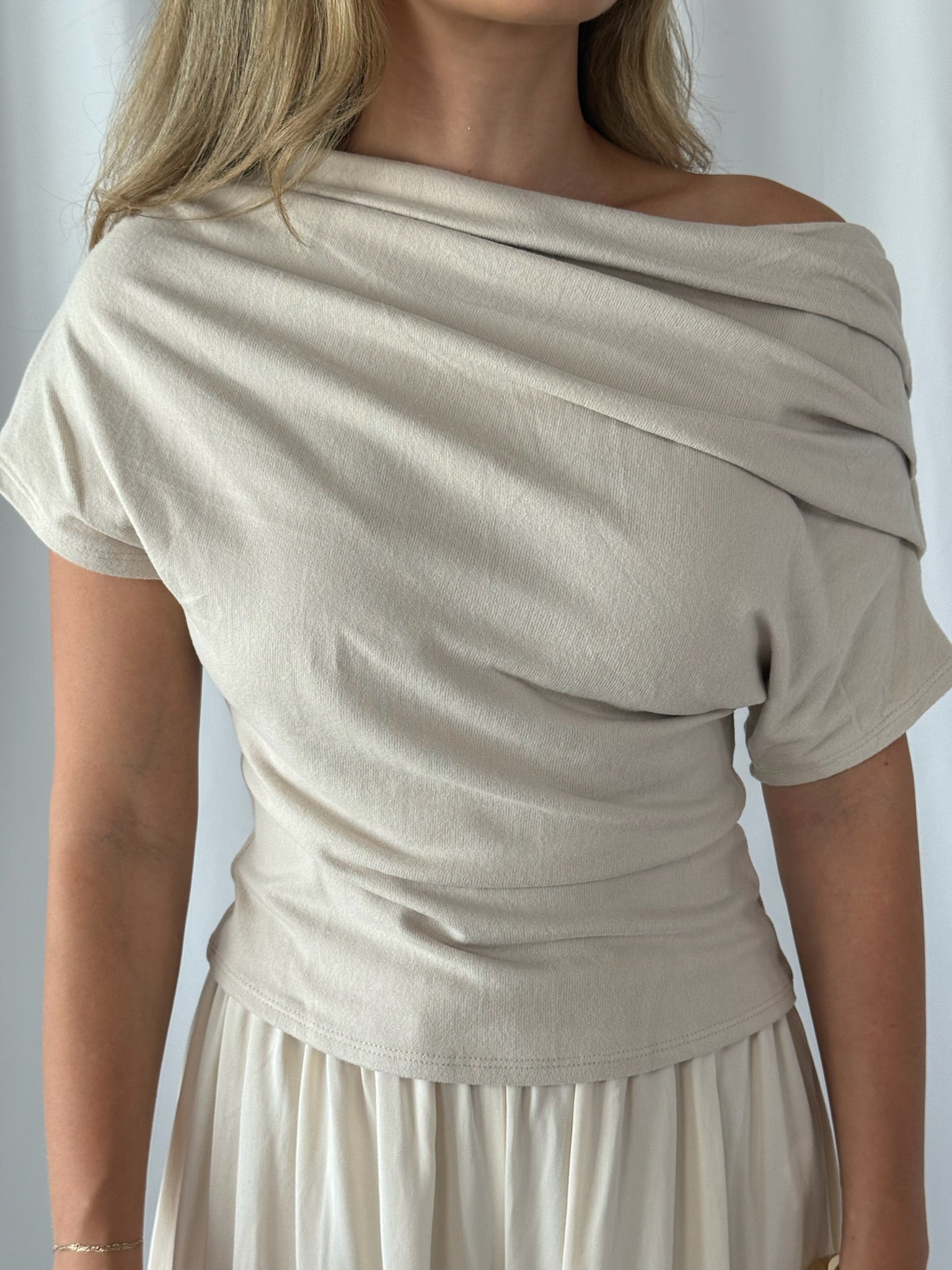 Calla Solid Off Shoulder Drape Top