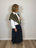 Hailey Mini Check Button Front Midi Skirt- Navy
