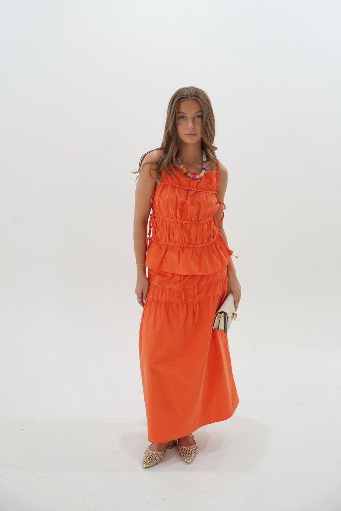 Vanessa Side Tie Poplin Tank- Orange