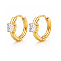 Yael Solitaire Huggie Hoop Earring- Gold