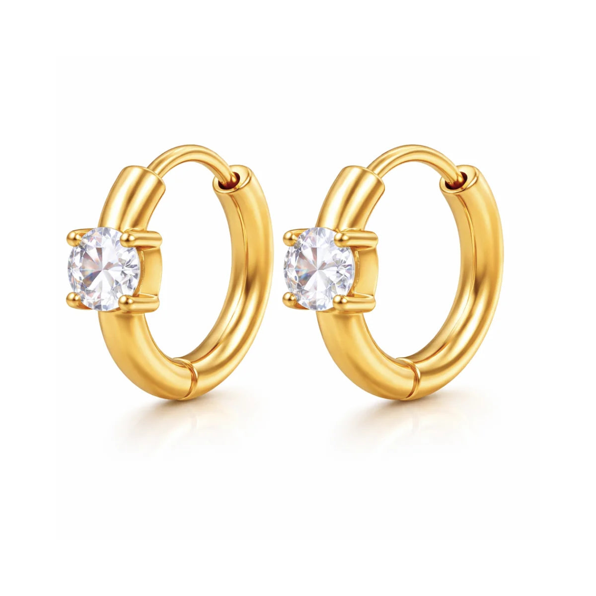 Yael Solitaire Huggie Hoop Earring- Gold