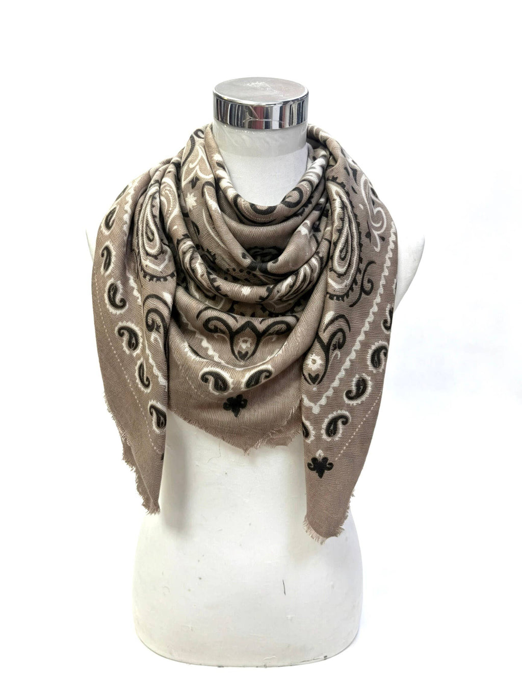 Large Woolen Square Bandana- Light taupe