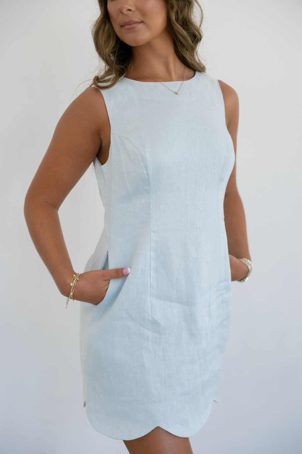Josie Mini Dress- Light Blue
