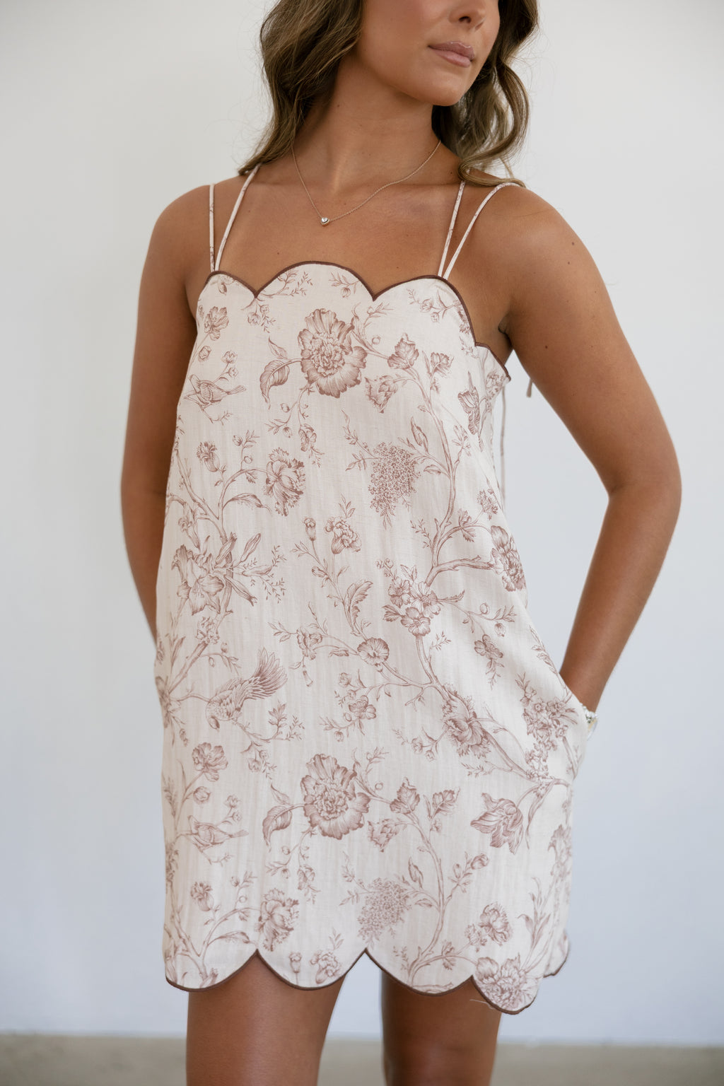 Gemma Floral Mini Dress- Brown