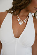 Pearl Shell Starfish Charms Pendant Necklace- Gold