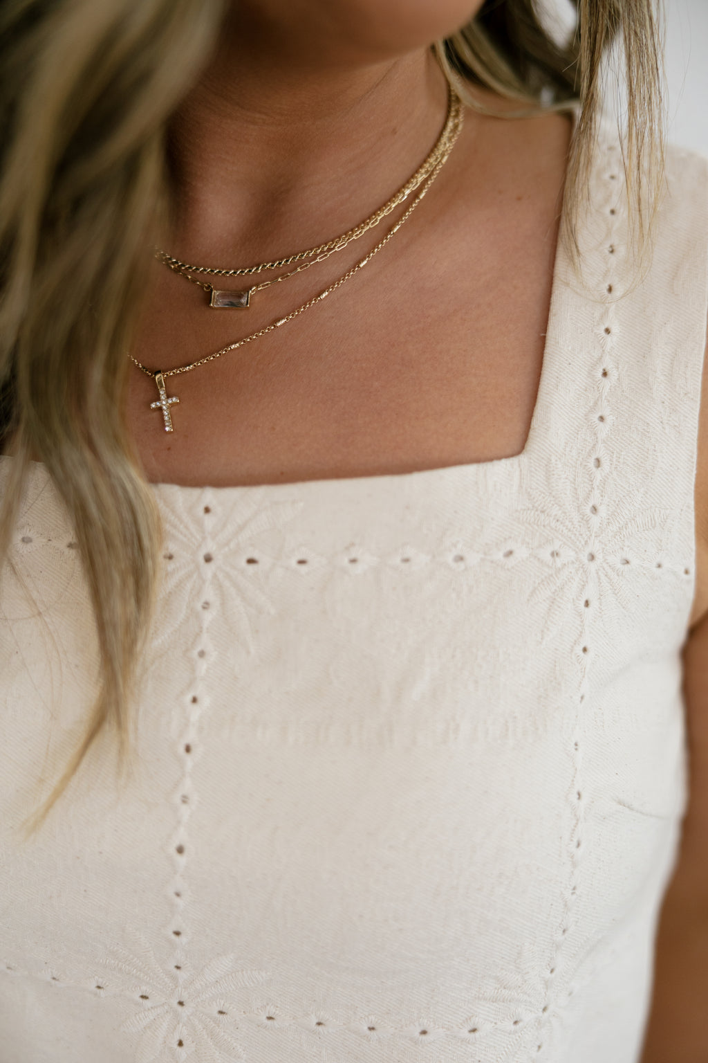 Poppy Eyelet Mini Dress- Ecru