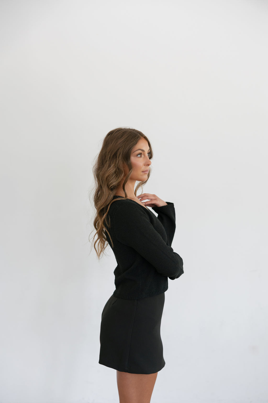 Kylie High Waist Mini Skort- Black