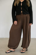 Holly Pleated Waist Balloon Pants- Dark Chocolate