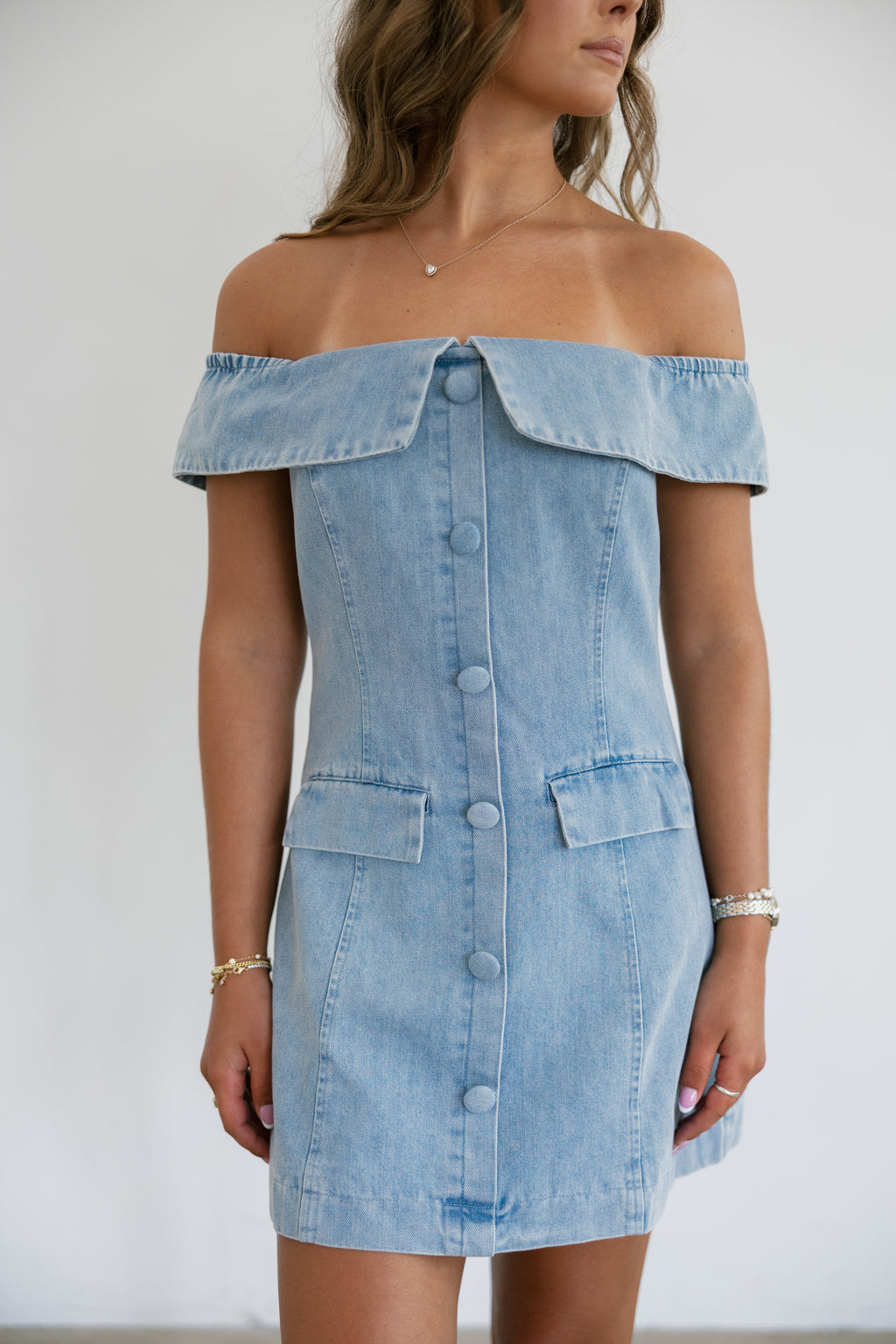 Eden Mini Dress- Light Denim