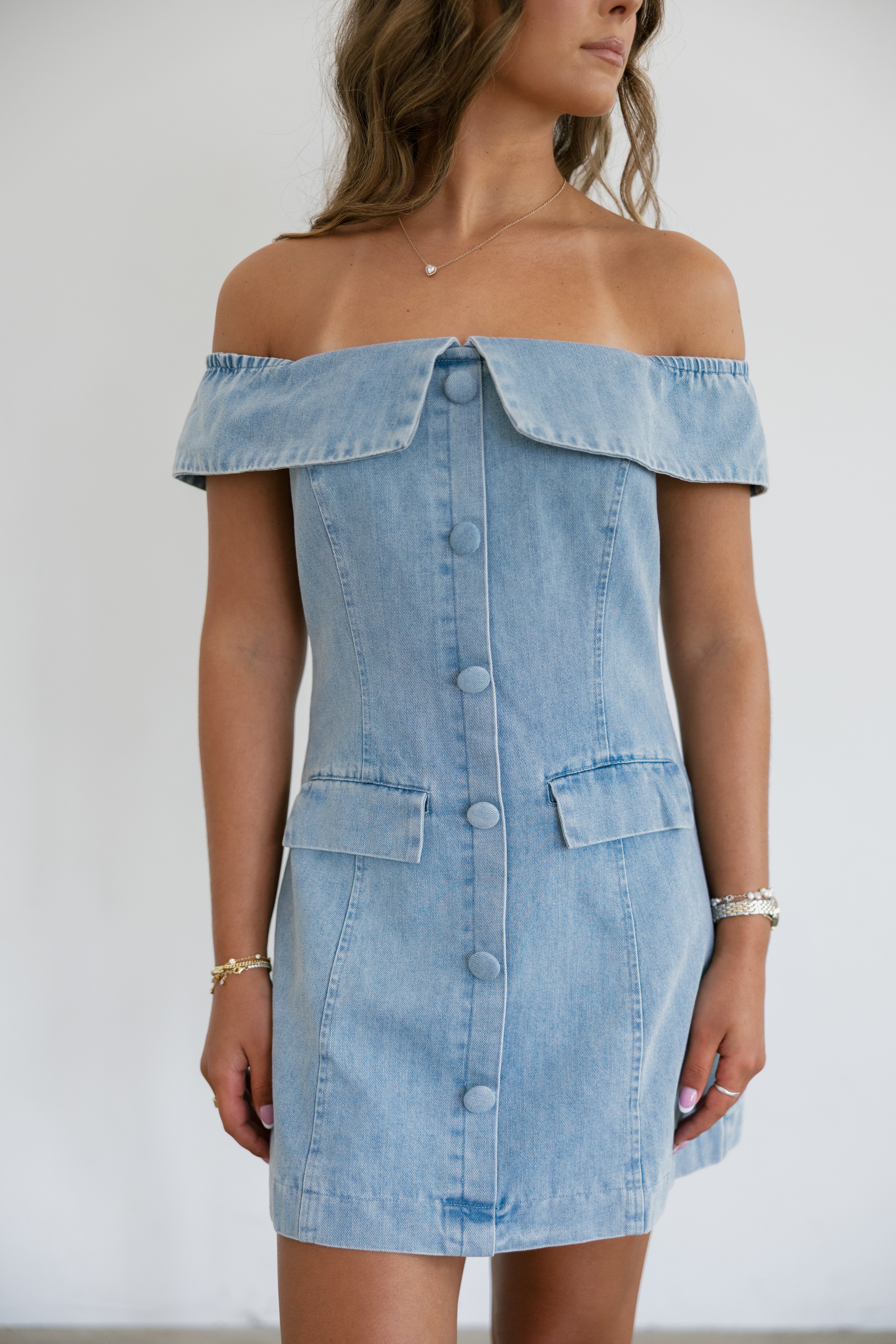 Eden Mini Dress- Light Denim