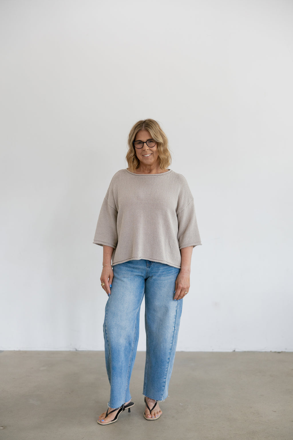 Piper Rolled Edge Loose Fit Sweater Top