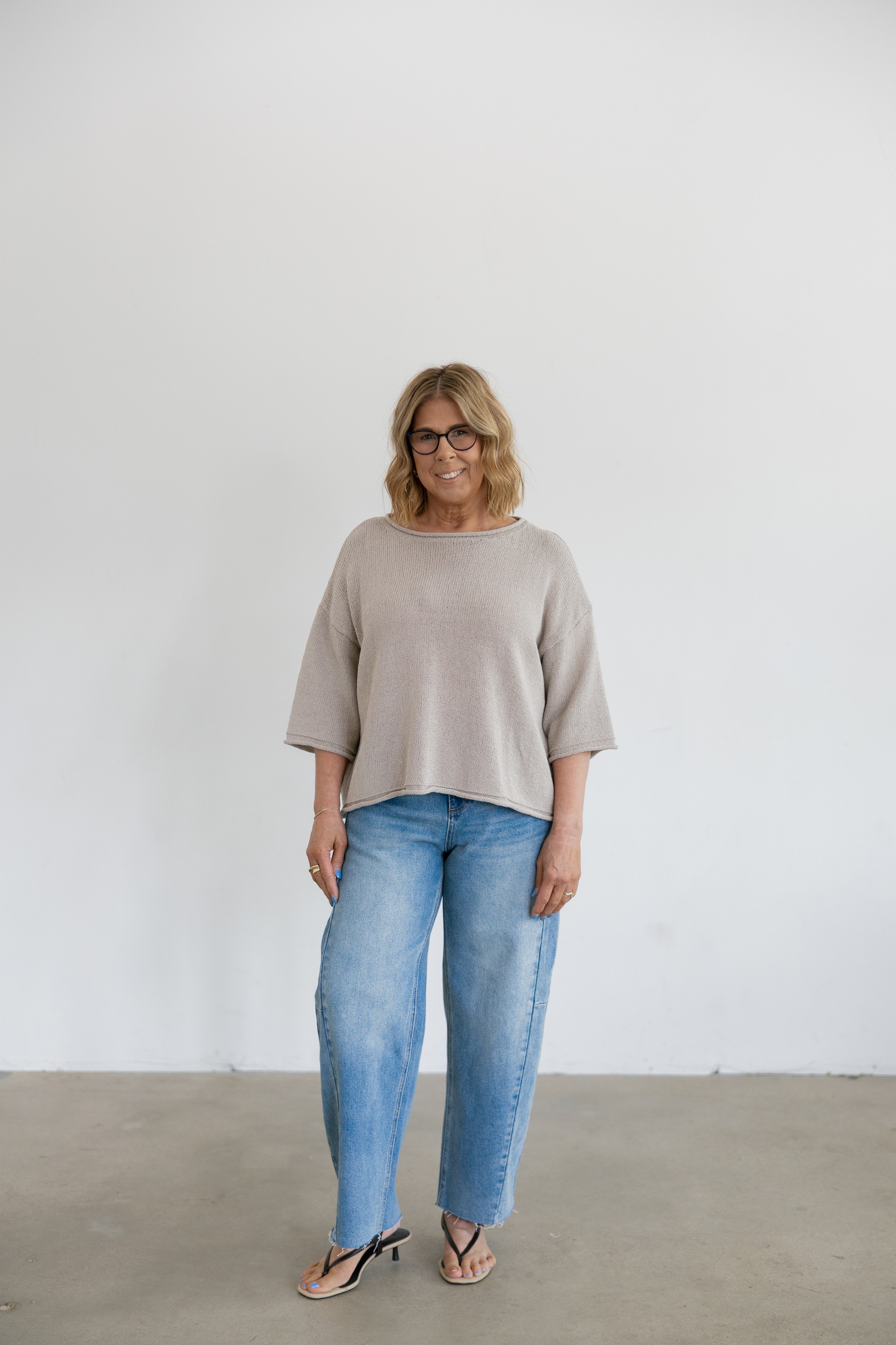Piper Rolled Edge Loose Fit Sweater Top