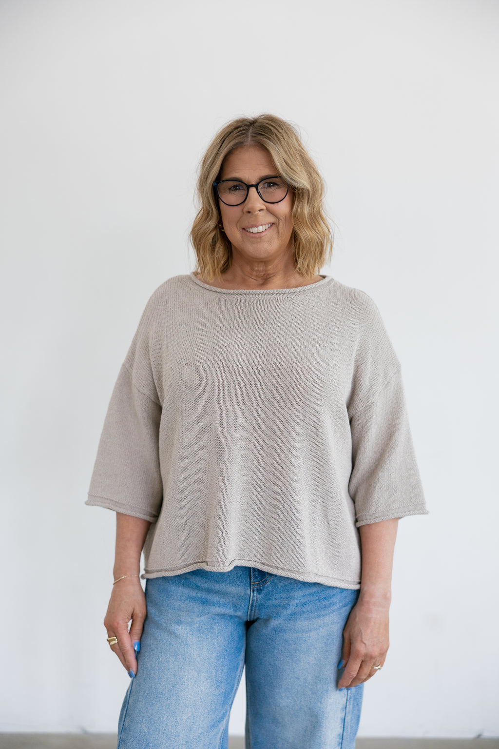 Piper Rolled Edge Loose Fit Sweater Top