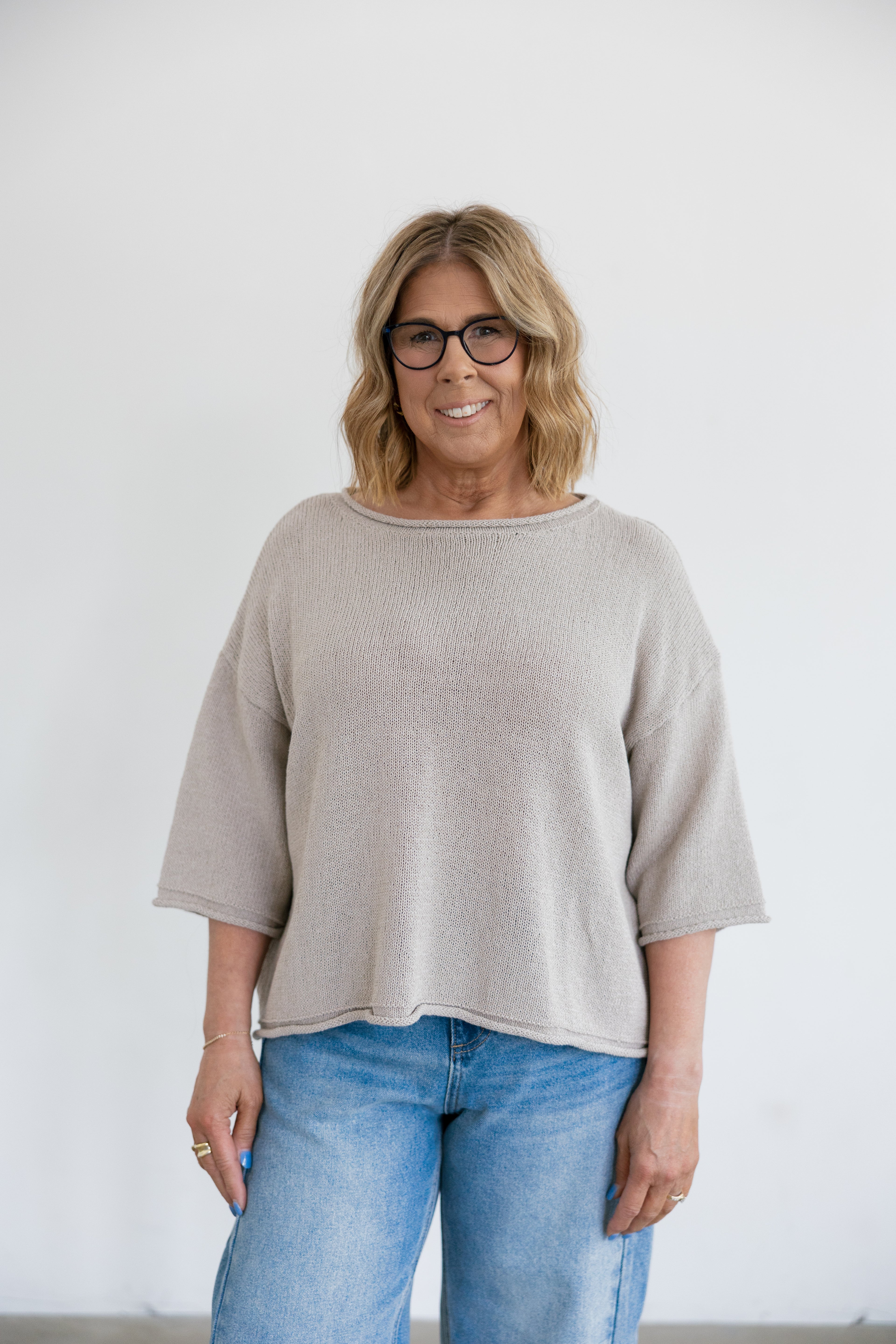 Piper Rolled Edge Loose Fit Sweater Top