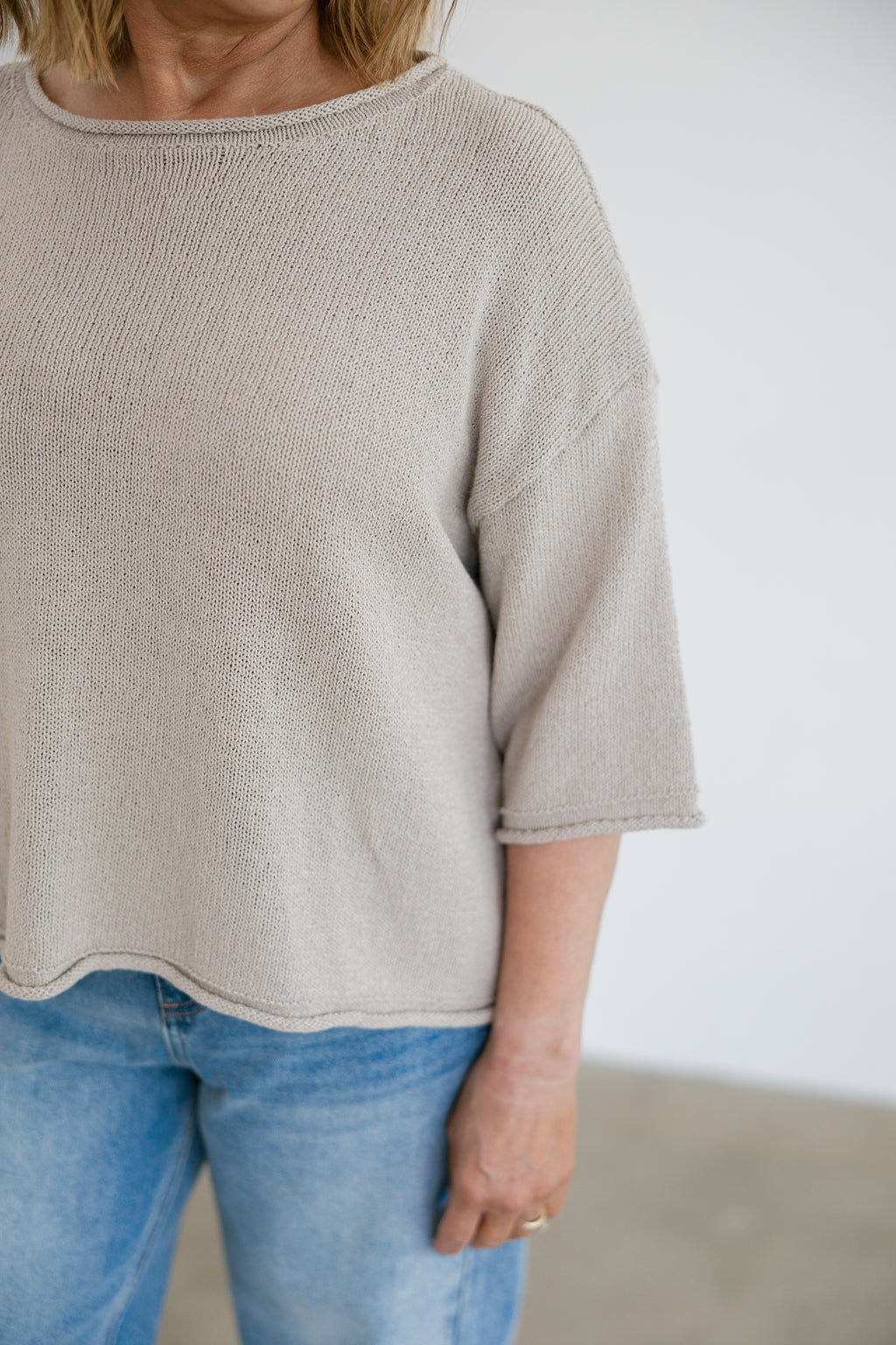 Piper Rolled Edge Loose Fit Sweater Top