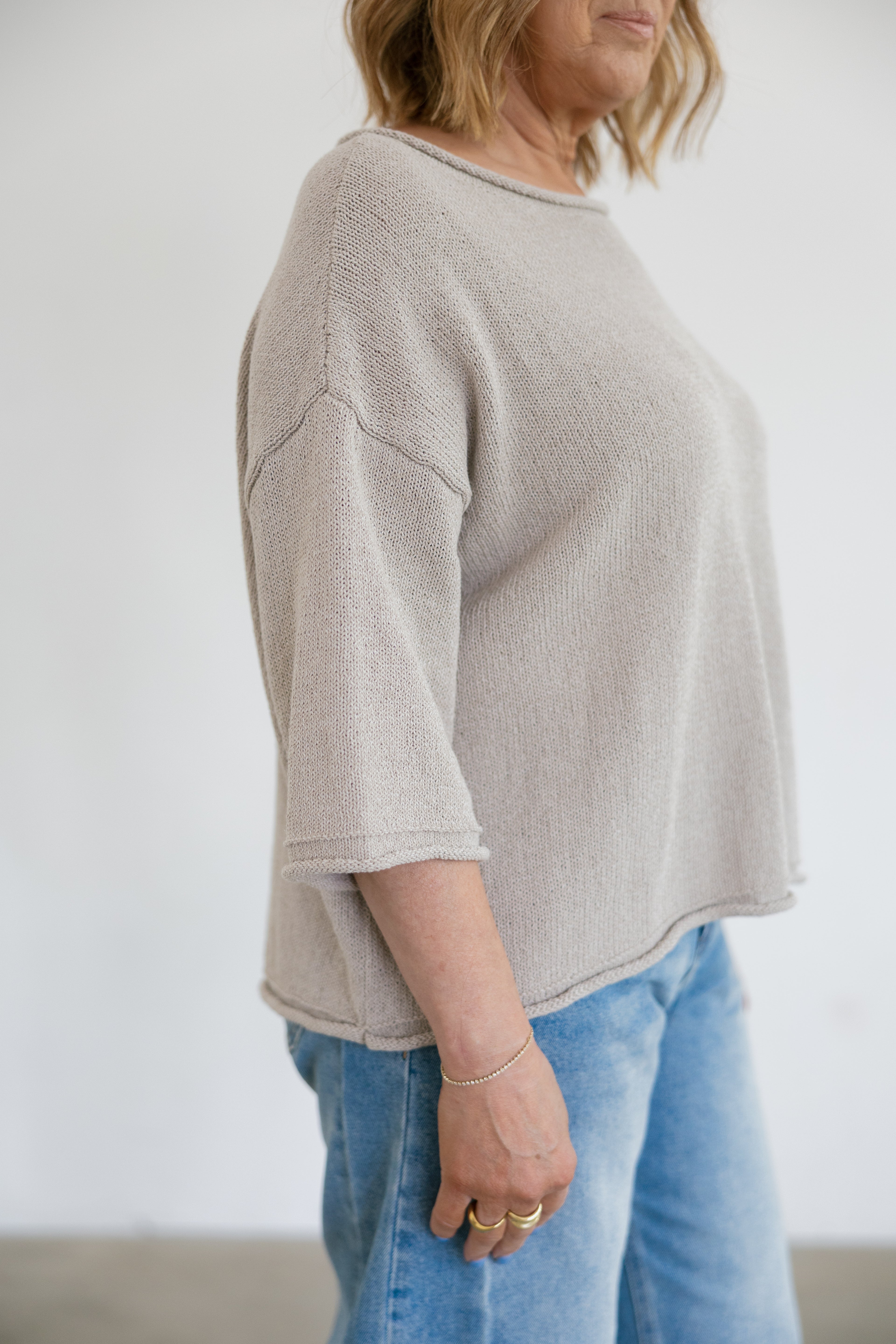 Piper Rolled Edge Loose Fit Sweater Top