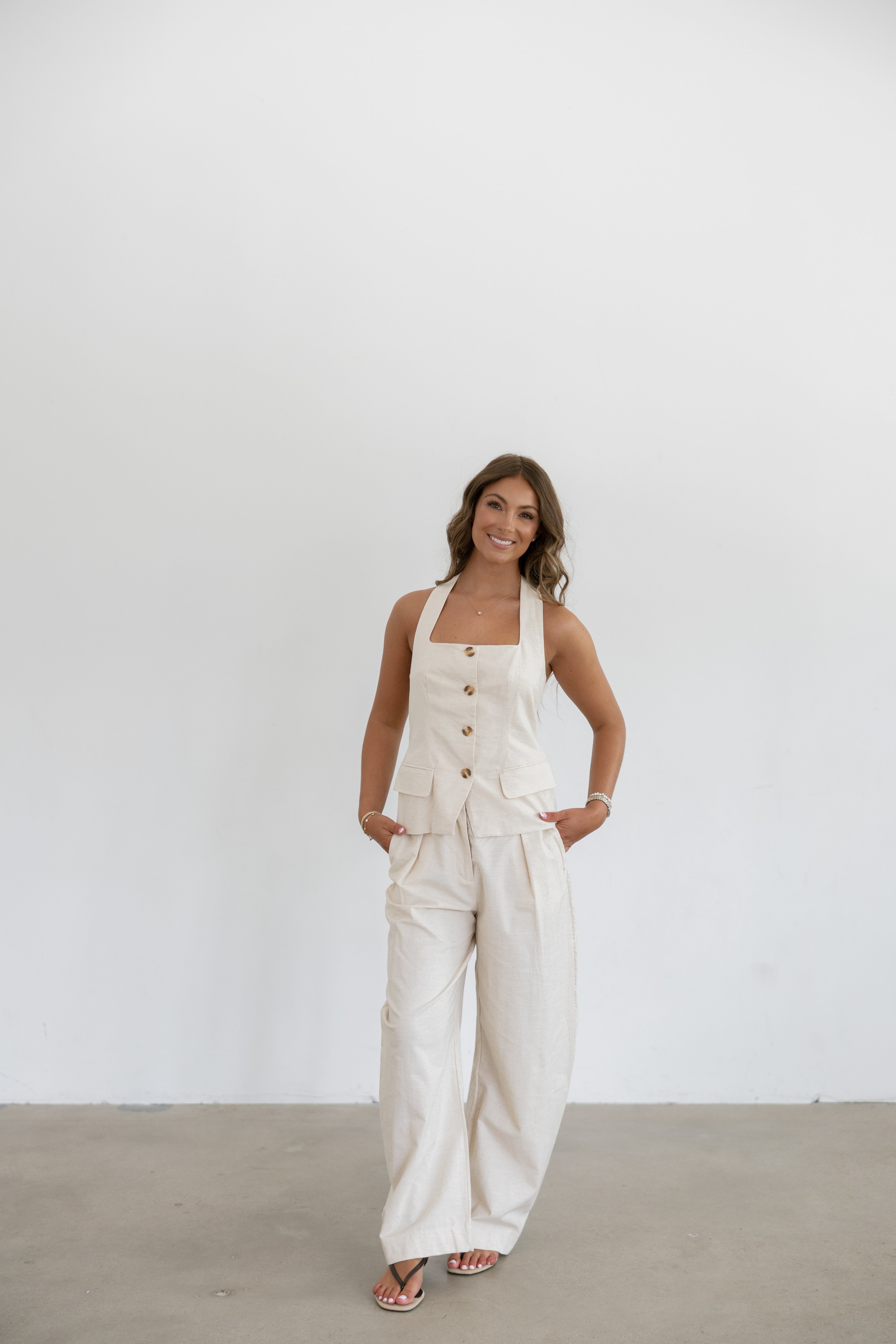 Stella Halter Top Two- Piece Set-Oatmeal