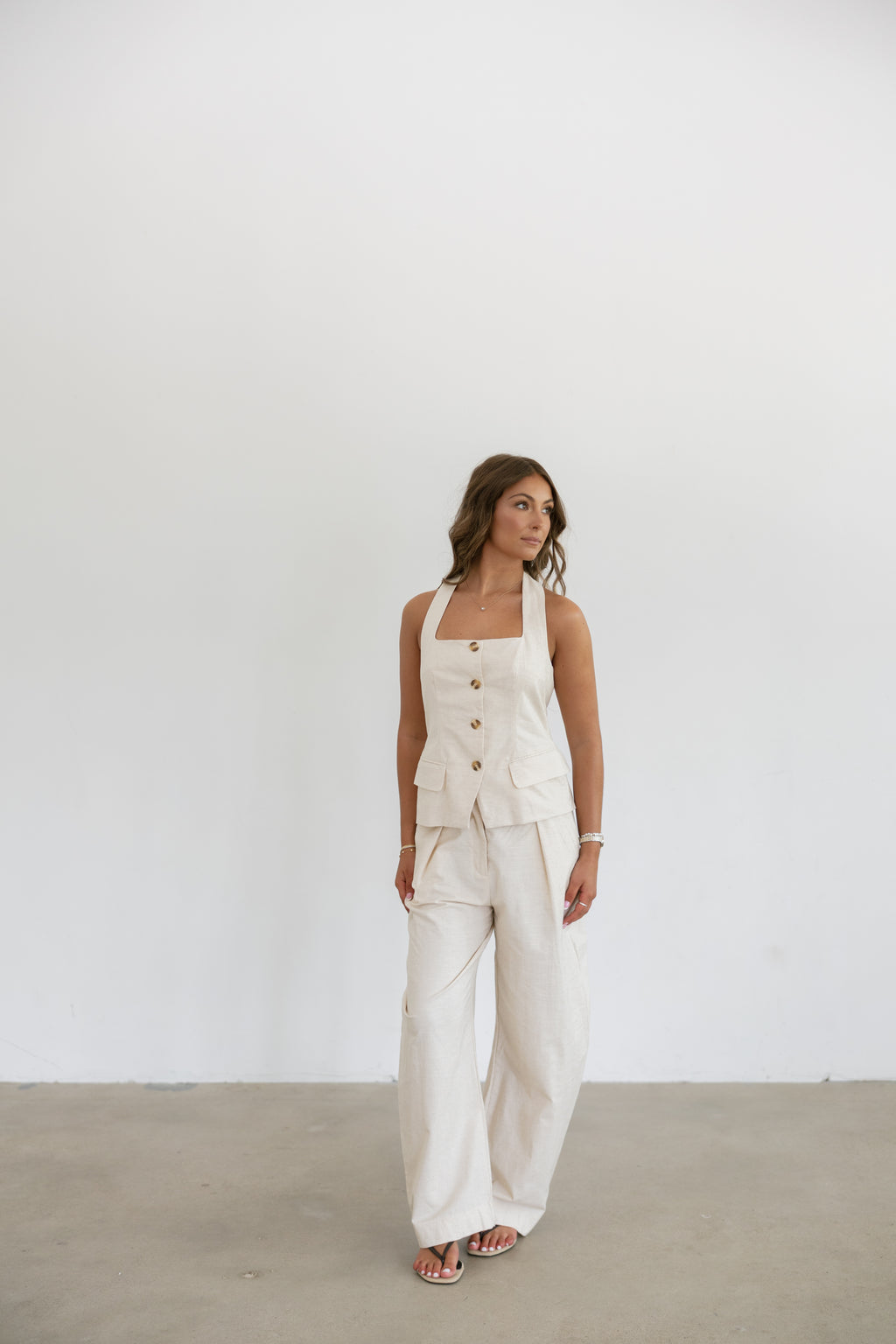 Stella Halter Top Two- Piece Set-Oatmeal