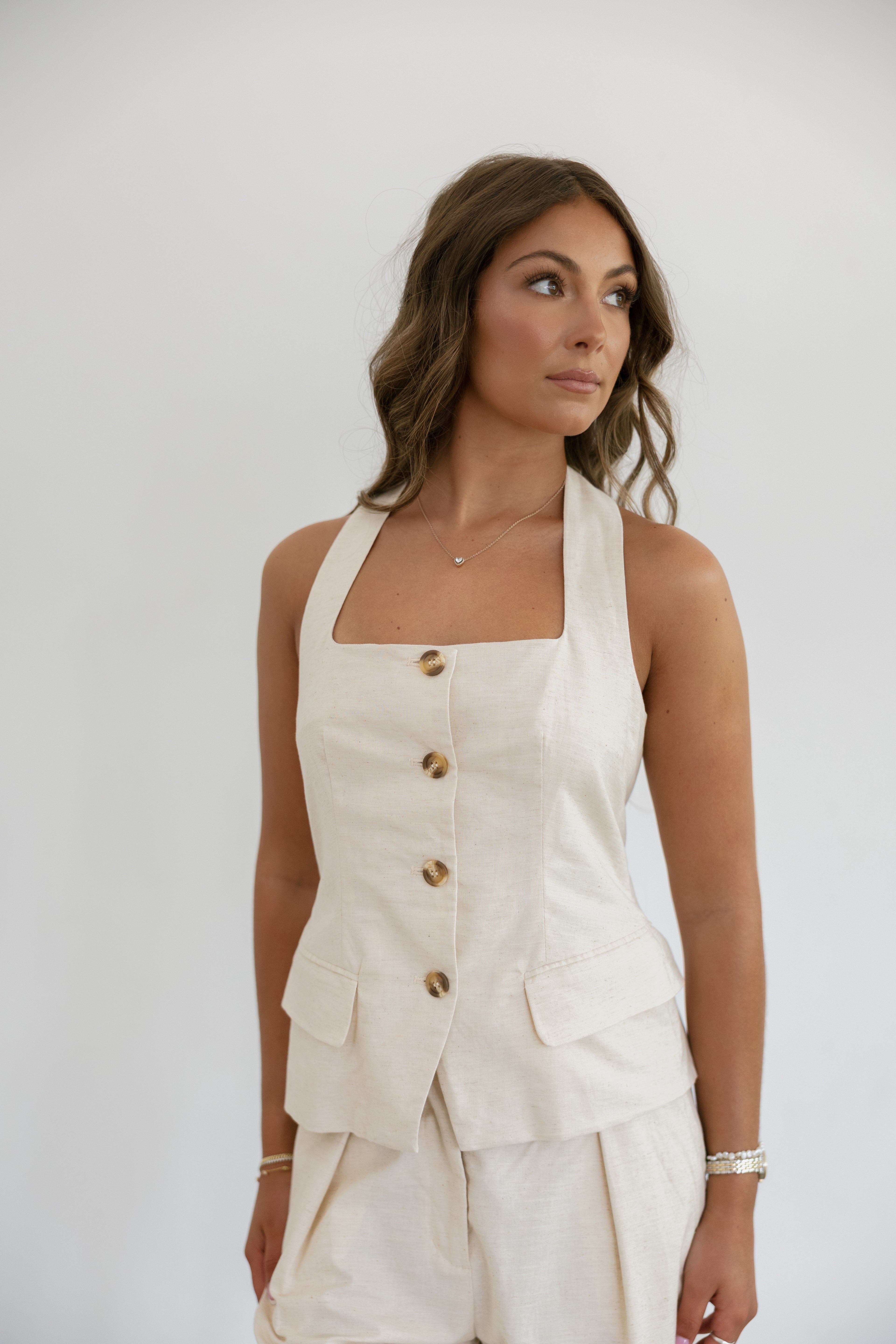 Stella Halter Top Two- Piece Set-Oatmeal
