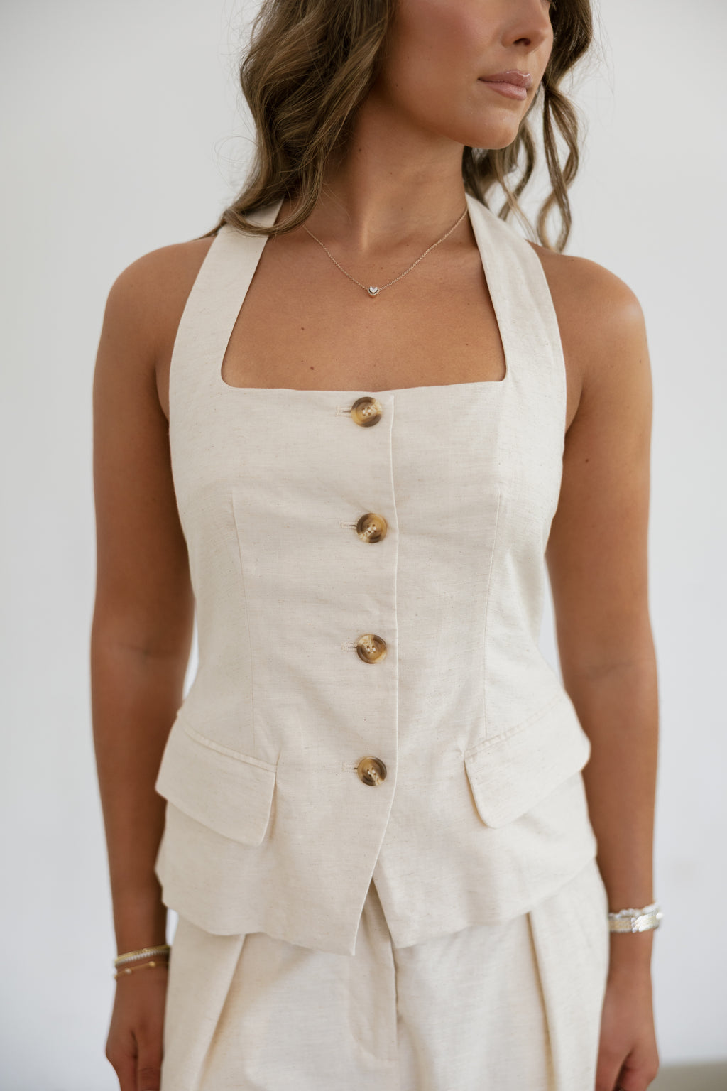 Stella Halter Top Two- Piece Set-Oatmeal