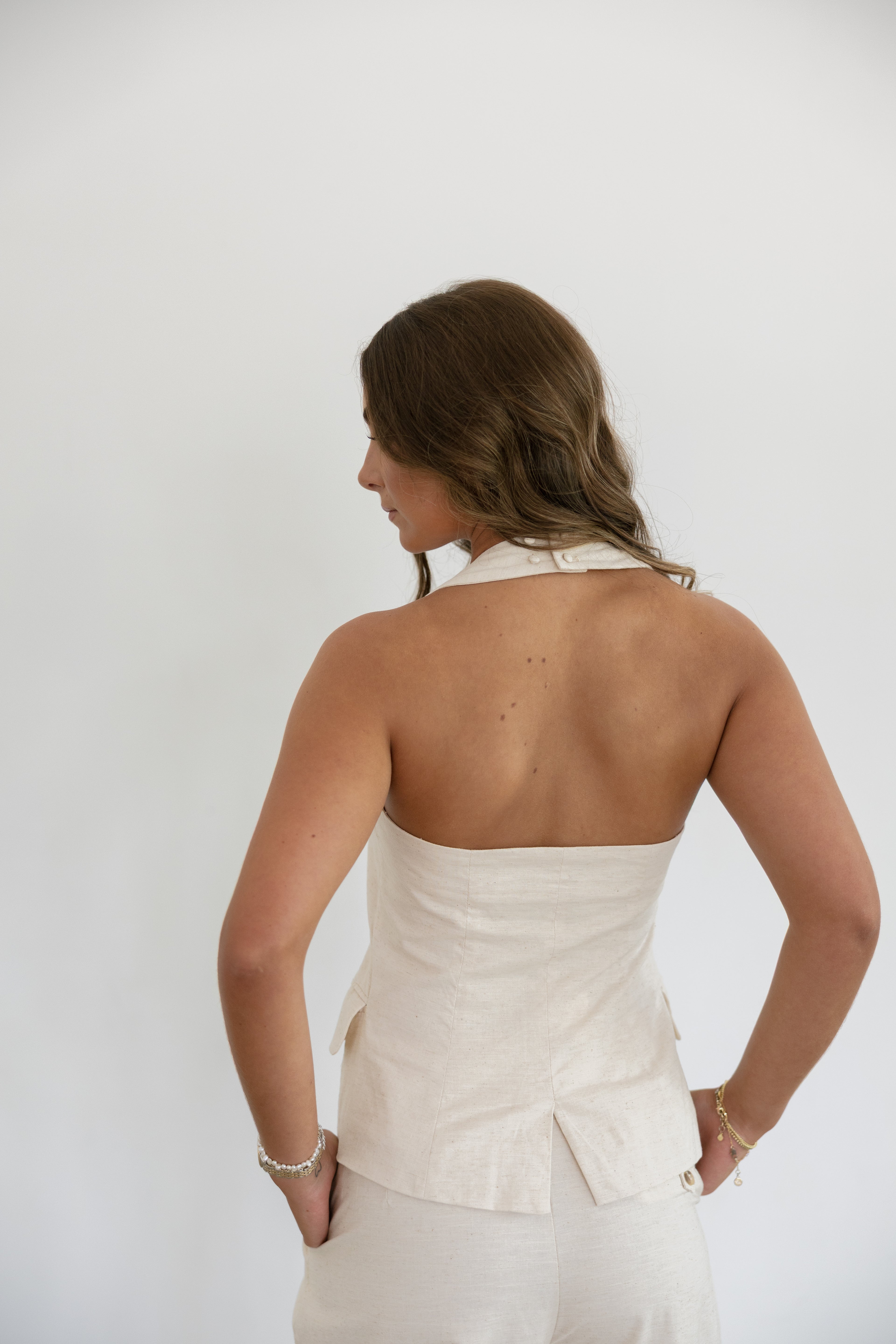 Stella Halter Top Two- Piece Set-Oatmeal