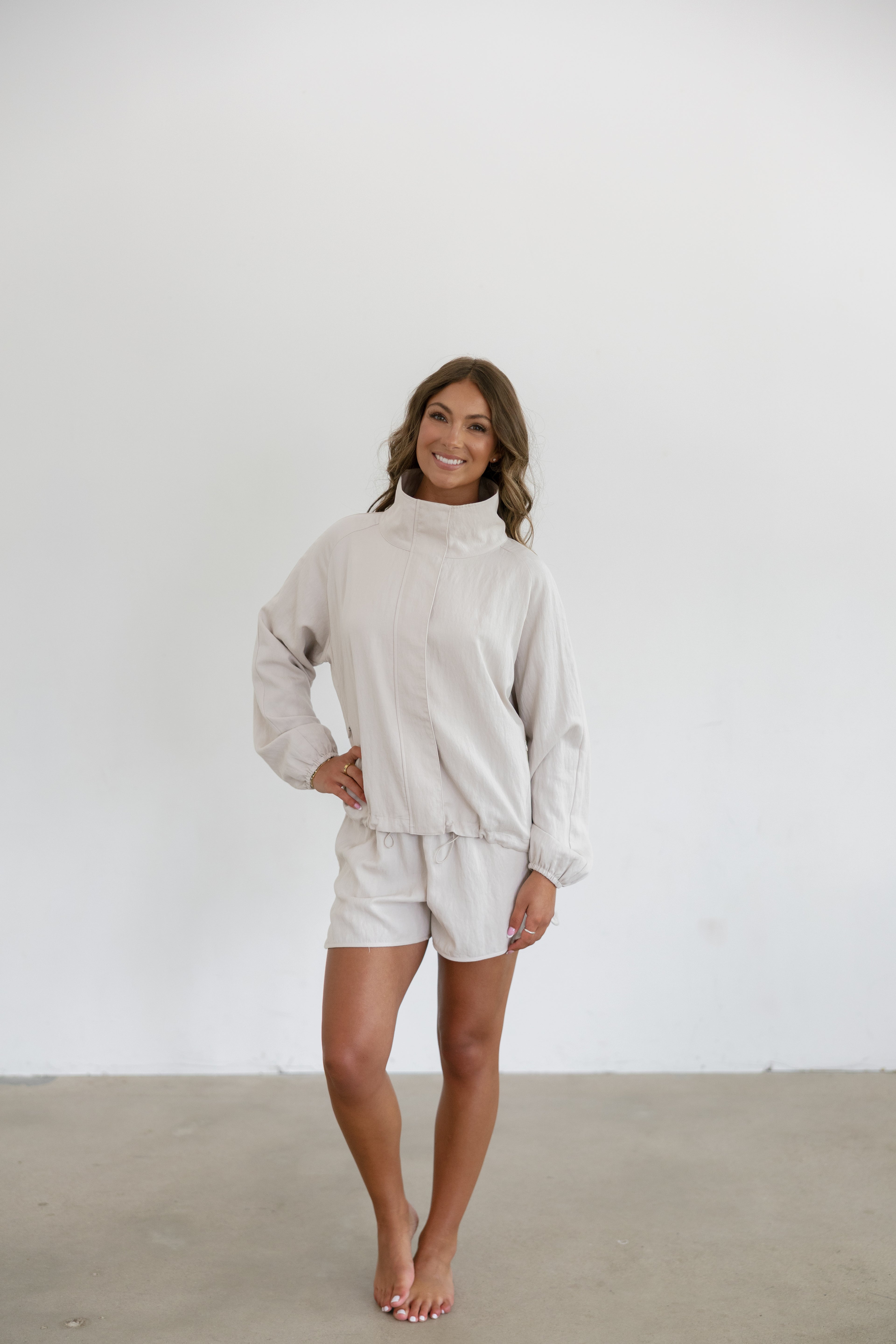 Lexi Windbreaker Two-Piece Set- Stone