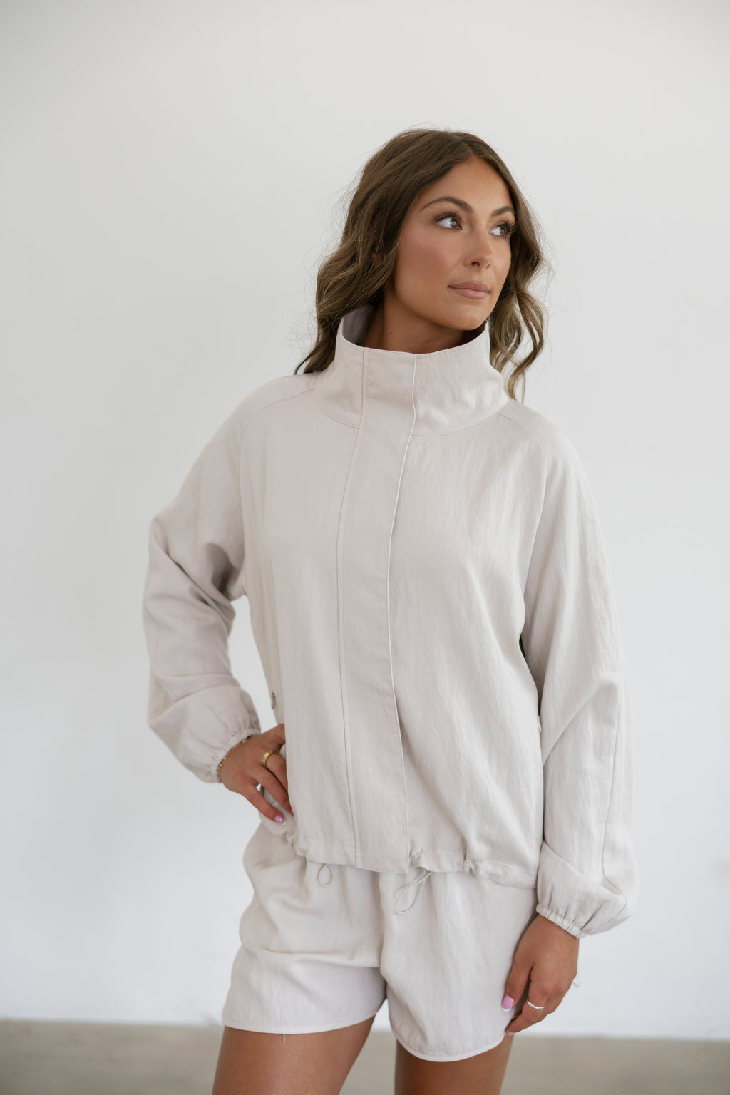 Lexi Windbreaker Two-Piece Set- Stone