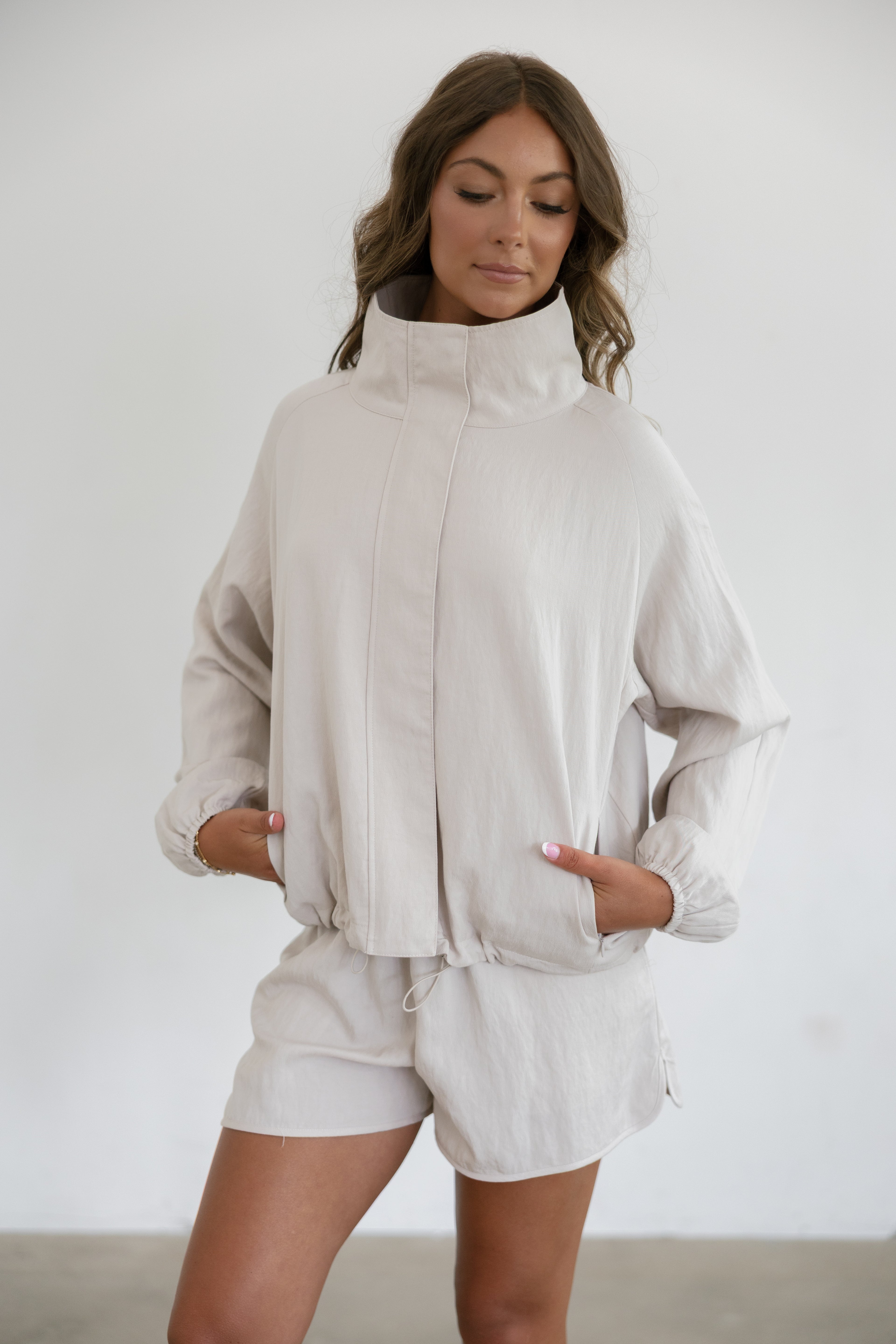 Lexi Windbreaker Two-Piece Set- Stone