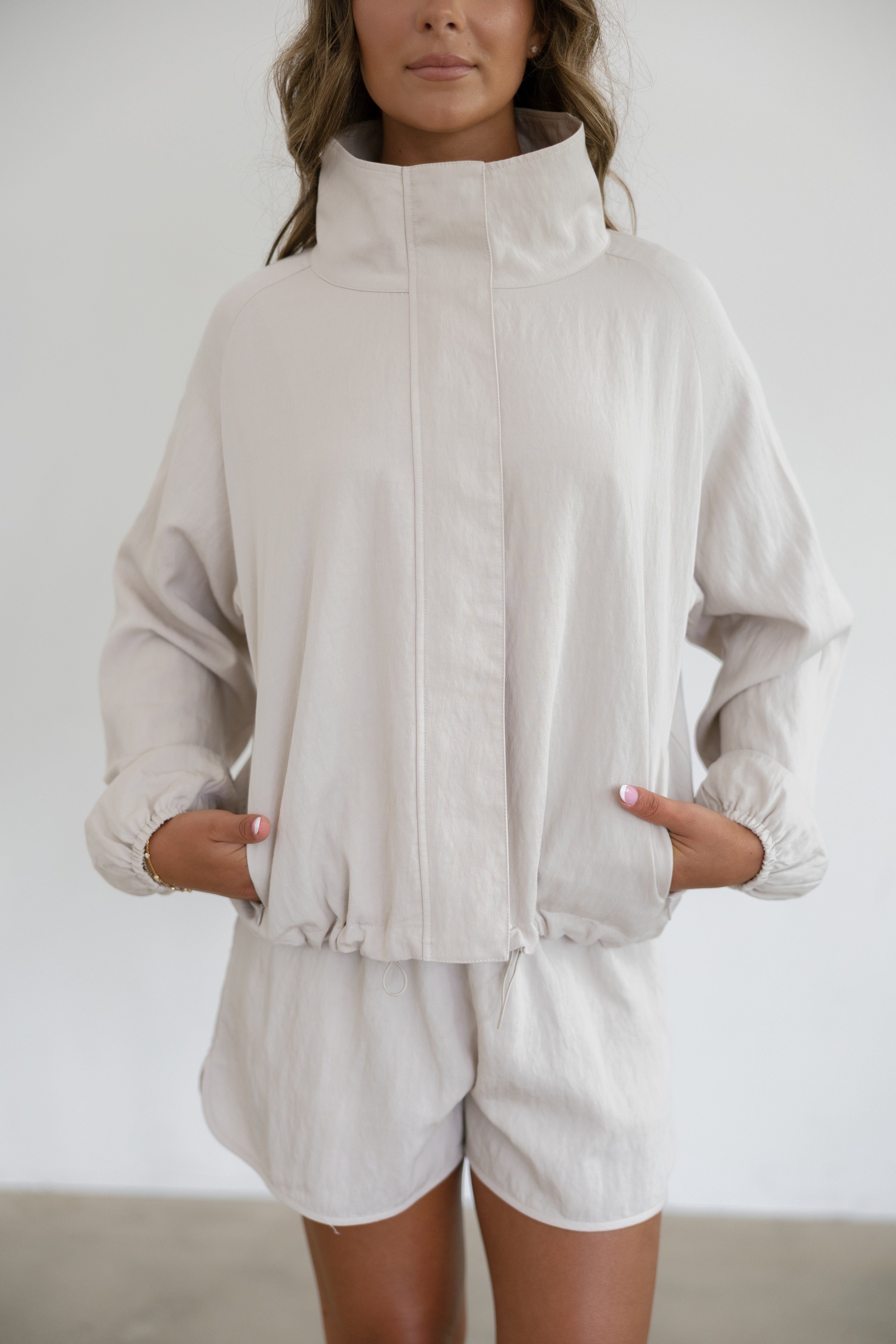 Lexi Windbreaker Two-Piece Set- Stone