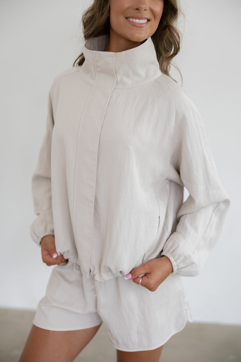 Lexi Windbreaker Two-Piece Set- Stone