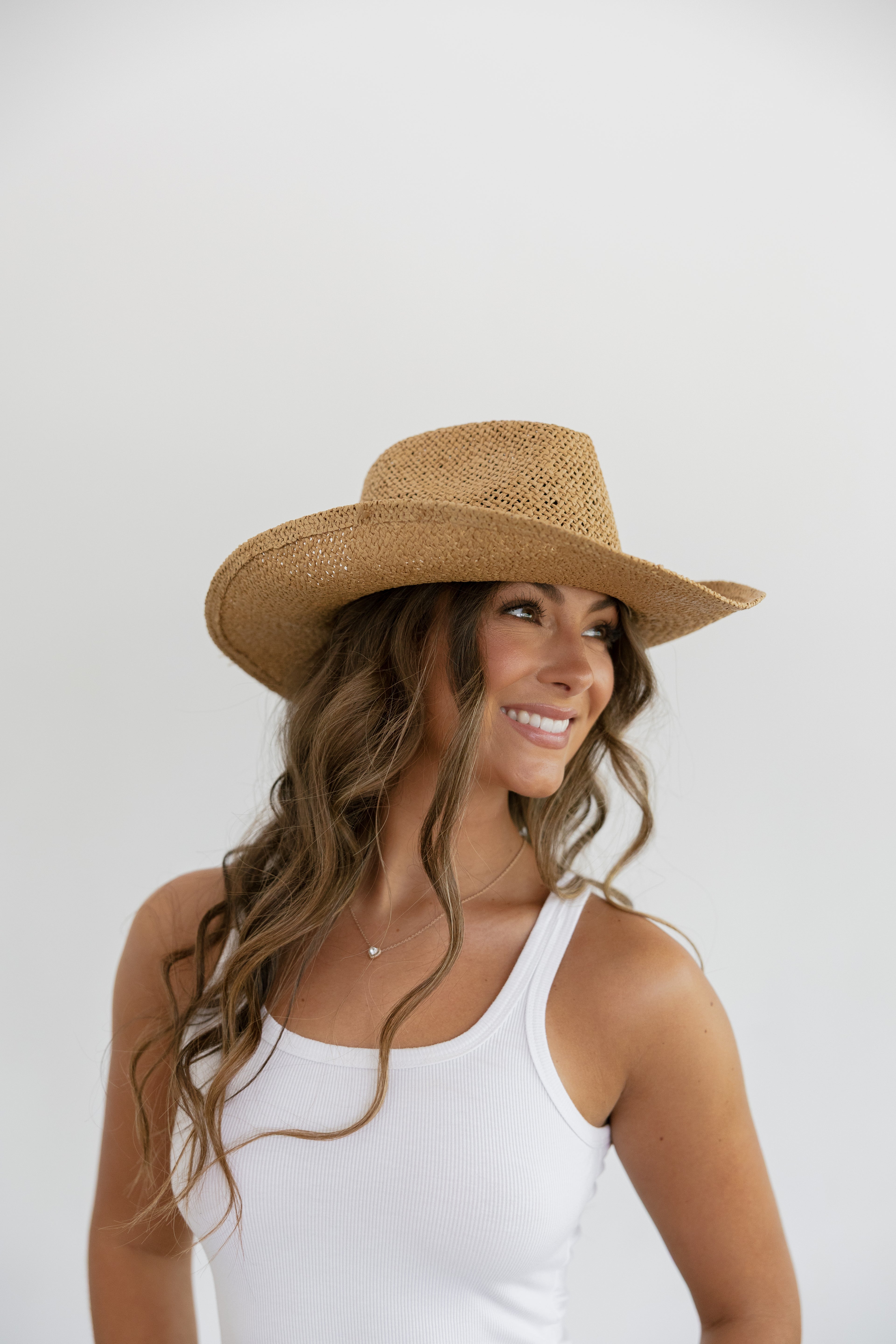Deleteditem Paper Straw Cowboy Hat with Cowrie Shell Band