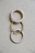 Deleteditem Metallic Tube & Wide Marble Resin Bangle Bracelet Set
