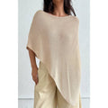 Anna Asymmetric Off Shoulder Poncho Top- Taupe